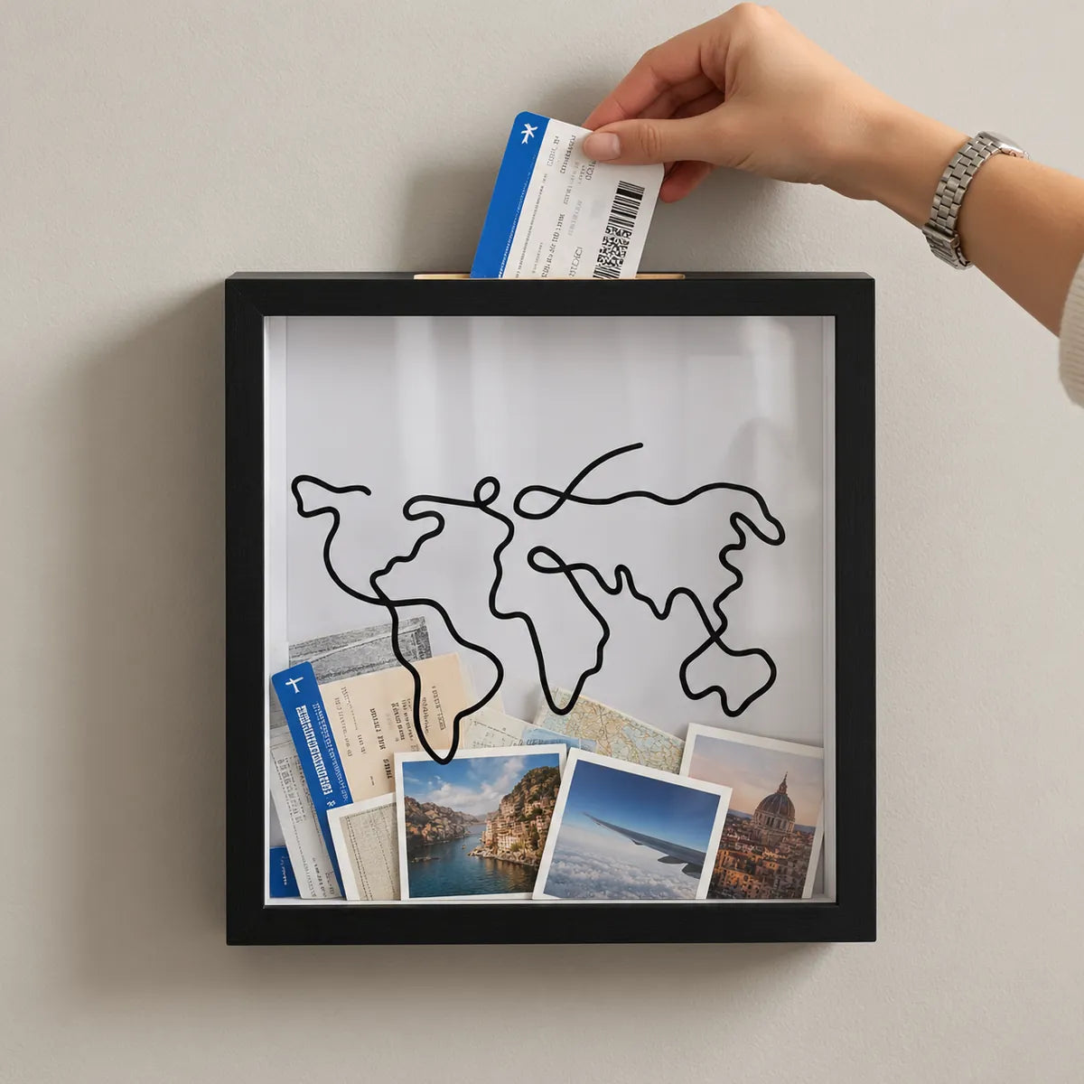 A boarding pass going in through the top slot