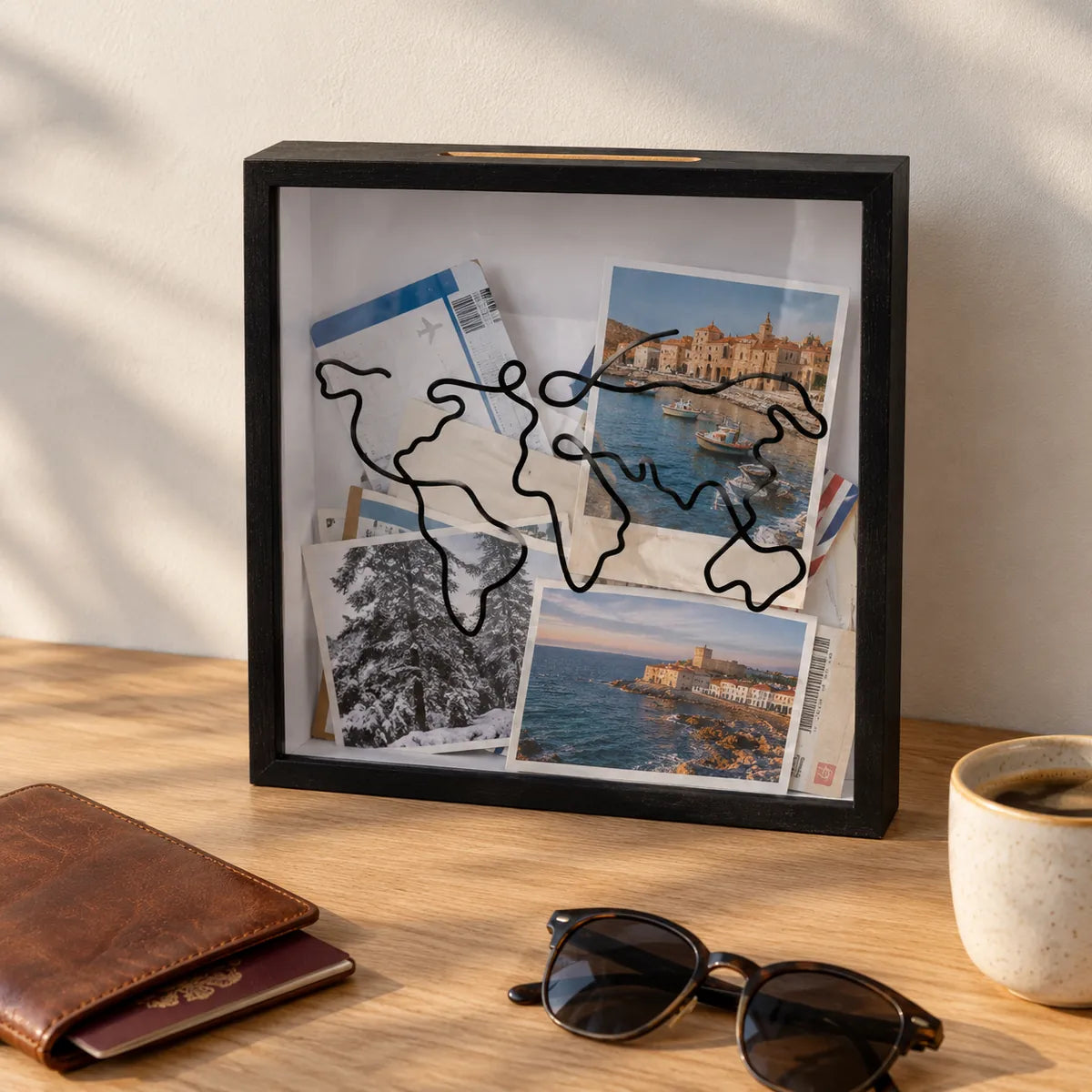 Travel Box standing on a desk